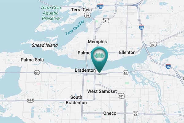 Map of Downtown Bradenton location for skin cancer screenings at Arsenault Dermatology