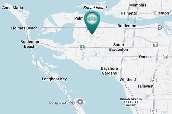 Map of West Bradenton location for skin cancer screenings at Arsenault Dermatology